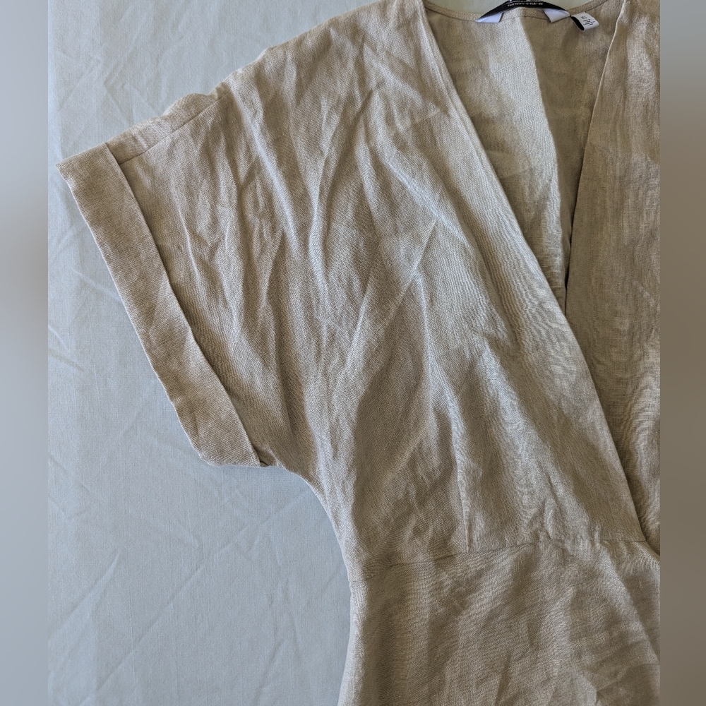 &Otherstories Beige Neutral Linen Wrap Dress - Picture 5 of 9